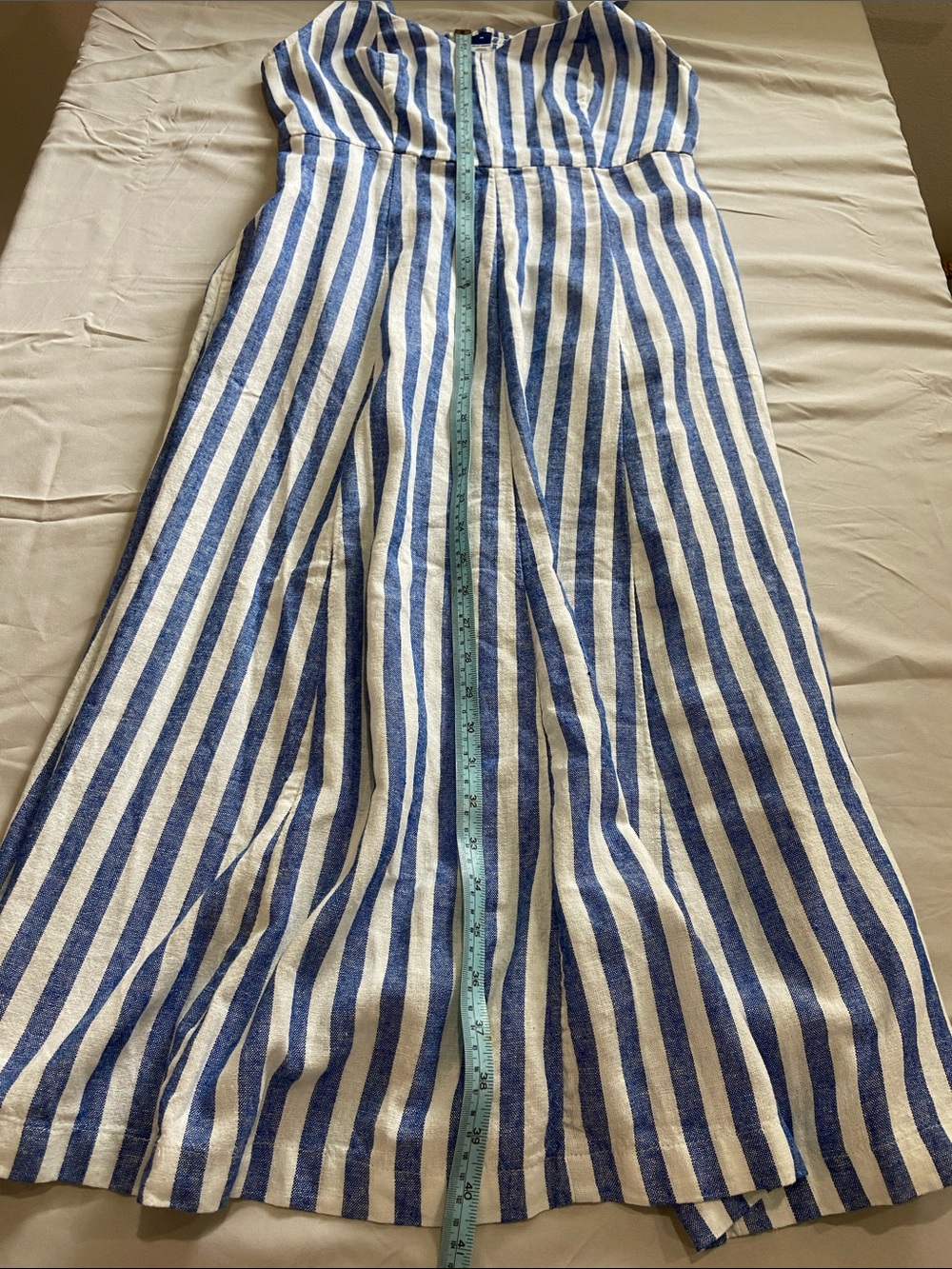 Old Navy Blue & White Striped linen blend Midi Dress Sz M - Picture 6 of 7